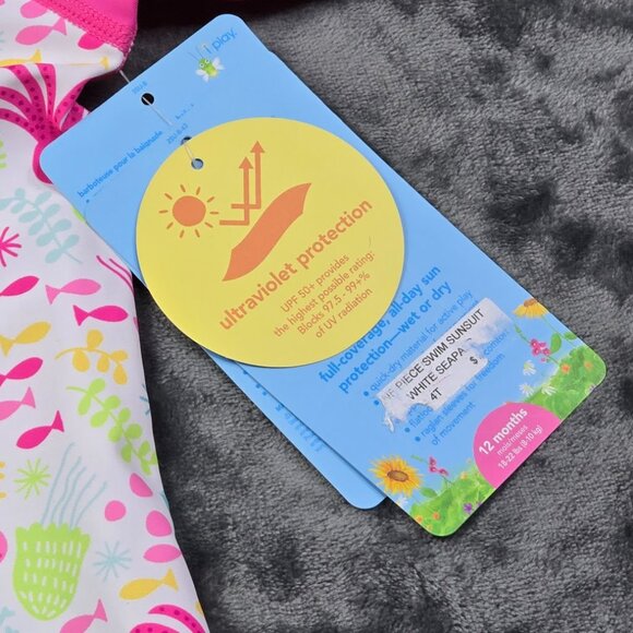 I Play Baby Swim Sunsuit 12 Months UPF 50 Ocean Print - Picture 4 of 7